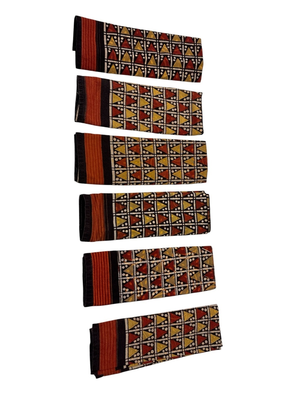 PIER 1 16 PCS NAPKINS COTTON TRIBAL AFRICAN GEOMETRIC PRINT W RUST BLACK BOARDER